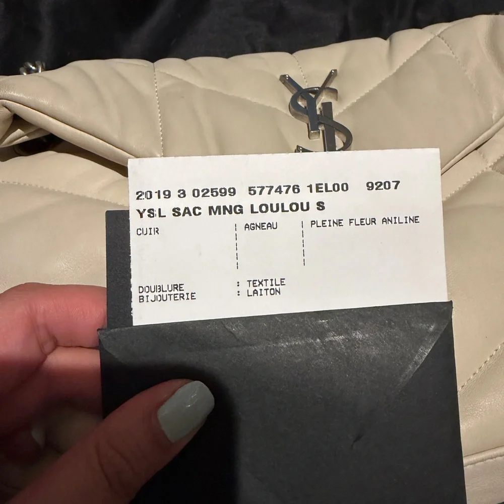Preloved Saint Laurent Cream Quilted Leather Shoulder Bag FULL SET - Picture 2 of 16